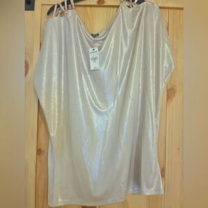 Express shimmery champagne  Women's Top with gold accents
